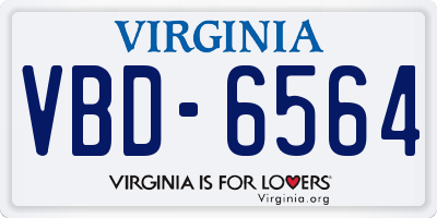 VA license plate VBD6564