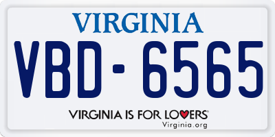 VA license plate VBD6565