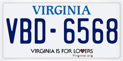 VA license plate VBD6568