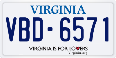 VA license plate VBD6571