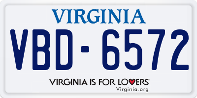 VA license plate VBD6572
