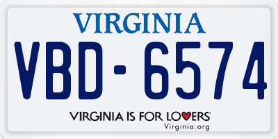VA license plate VBD6574