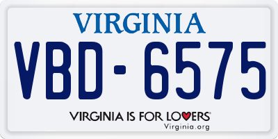 VA license plate VBD6575