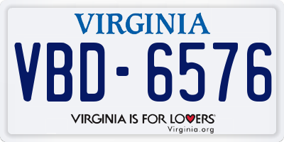VA license plate VBD6576