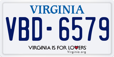 VA license plate VBD6579