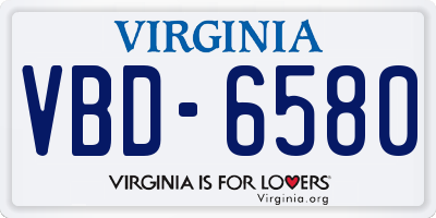 VA license plate VBD6580