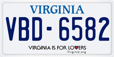 VA license plate VBD6582