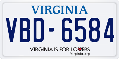 VA license plate VBD6584
