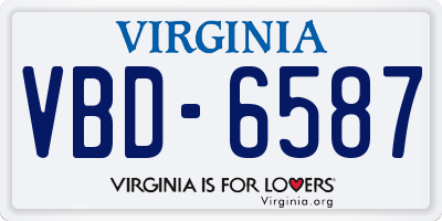 VA license plate VBD6587
