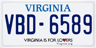 VA license plate VBD6589