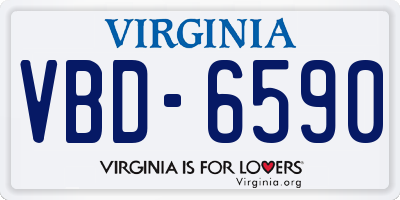 VA license plate VBD6590