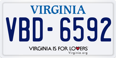 VA license plate VBD6592