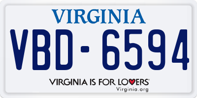 VA license plate VBD6594