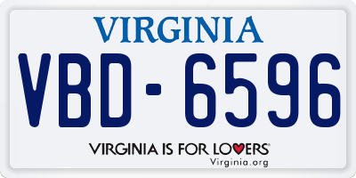 VA license plate VBD6596