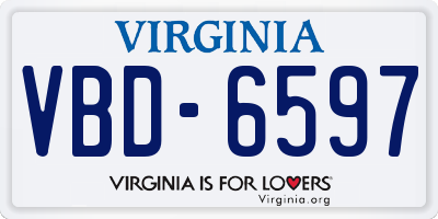 VA license plate VBD6597