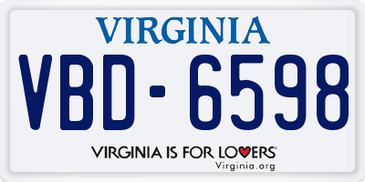VA license plate VBD6598