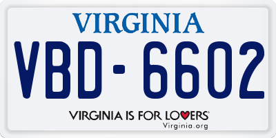 VA license plate VBD6602