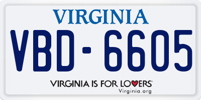 VA license plate VBD6605