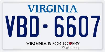 VA license plate VBD6607