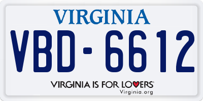VA license plate VBD6612