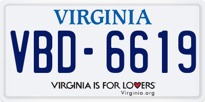 VA license plate VBD6619