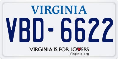VA license plate VBD6622