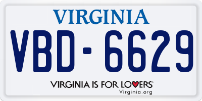VA license plate VBD6629