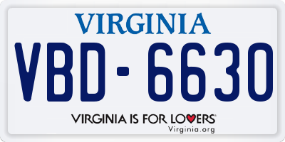 VA license plate VBD6630