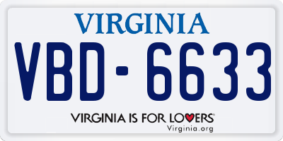 VA license plate VBD6633