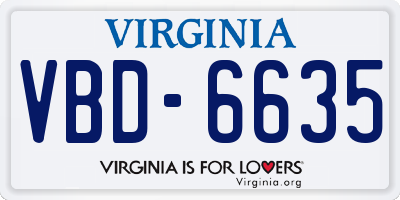 VA license plate VBD6635