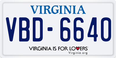 VA license plate VBD6640