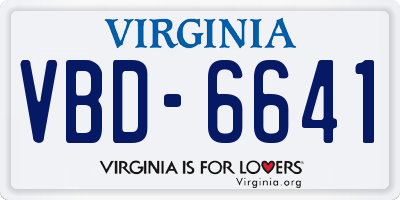 VA license plate VBD6641