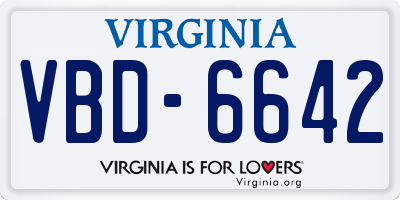 VA license plate VBD6642
