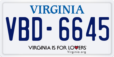 VA license plate VBD6645