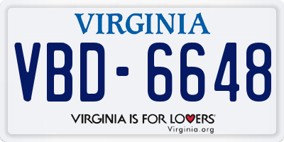 VA license plate VBD6648