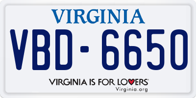 VA license plate VBD6650