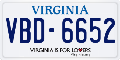 VA license plate VBD6652