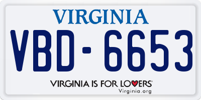 VA license plate VBD6653