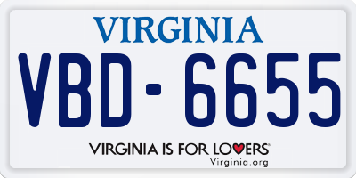 VA license plate VBD6655