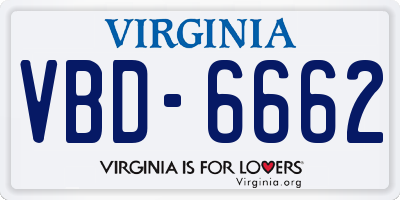 VA license plate VBD6662
