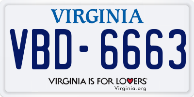 VA license plate VBD6663