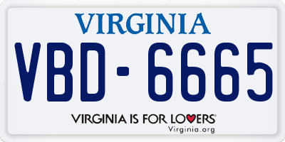 VA license plate VBD6665