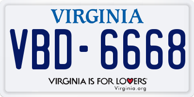 VA license plate VBD6668