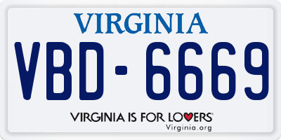 VA license plate VBD6669
