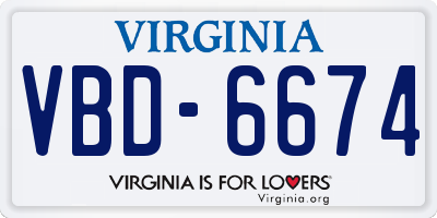 VA license plate VBD6674