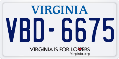 VA license plate VBD6675