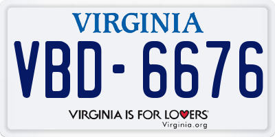 VA license plate VBD6676