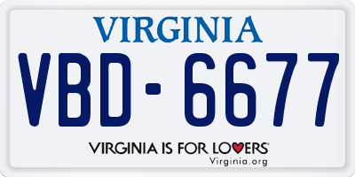 VA license plate VBD6677