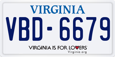 VA license plate VBD6679