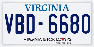 VA license plate VBD6680